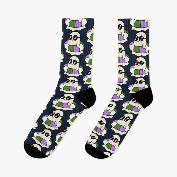 Item preview, Vintage Kawaii Ghost on Genderqueer Pride Swimming Tube Summer Vibes designed and sold by Cannaxes Studio.