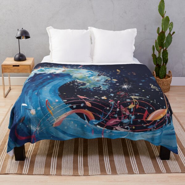 Item preview, Cosmic Ocean Music Art – Mystical Wave with Floating Musical Notes. designed and sold by fbtrisha.