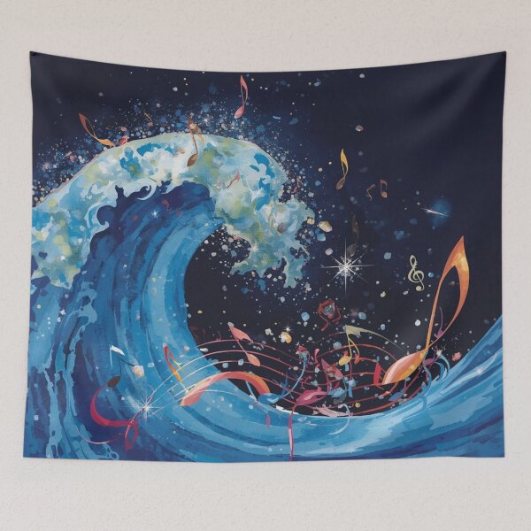Item preview, Cosmic Ocean Music Art – Mystical Wave with Floating Musical Notes. designed and sold by fbtrisha.