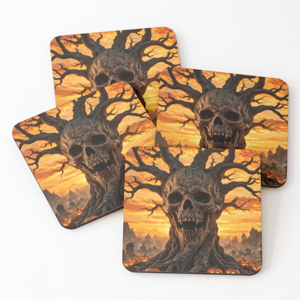 Item preview, Haunted Skull Tree Halloween – Giant Dead Tree in Gothic Cemetery designed and sold by DrakariArt.