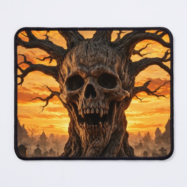 Item preview, Haunted Skull Tree Halloween – Giant Dead Tree in Gothic Cemetery designed and sold by DrakariArt.
