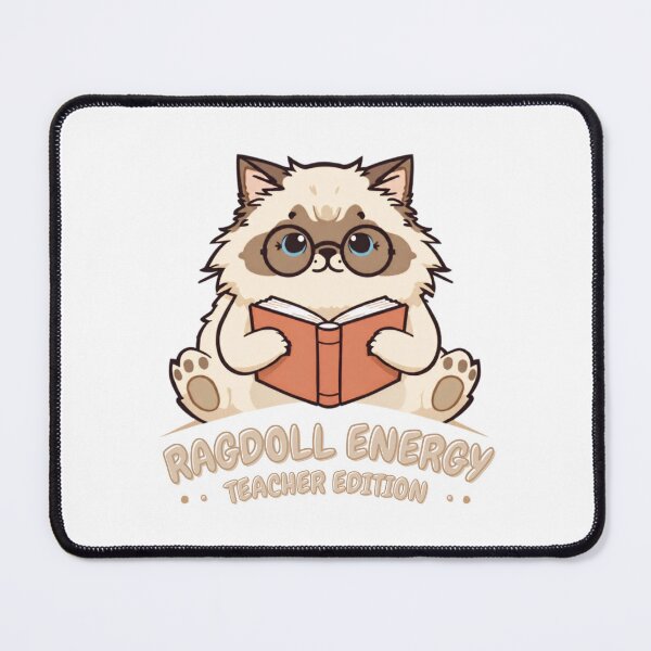 Item preview, Ragdoll Energy Teacher Edition Cat Sticker – Cute Cat with Glasses & Book designed and sold by NKWealthDesign.