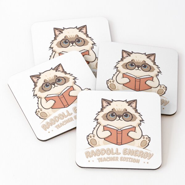 Item preview, Ragdoll Energy Teacher Edition Cat Sticker – Cute Cat with Glasses & Book designed and sold by NKWealthDesign.