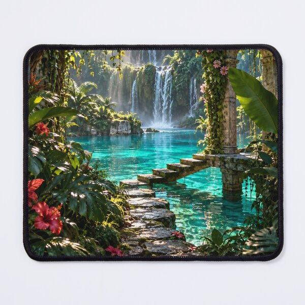 Item preview, Enchanted Jungle Lagoon – Tropical Waterfall, Secret Garden & Crystal Waters designed and sold by IRON SIREN.