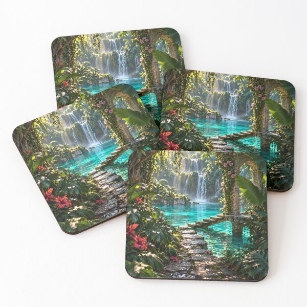 Item preview, Enchanted Jungle Lagoon – Tropical Waterfall, Secret Garden & Crystal Waters designed and sold by IRON SIREN.