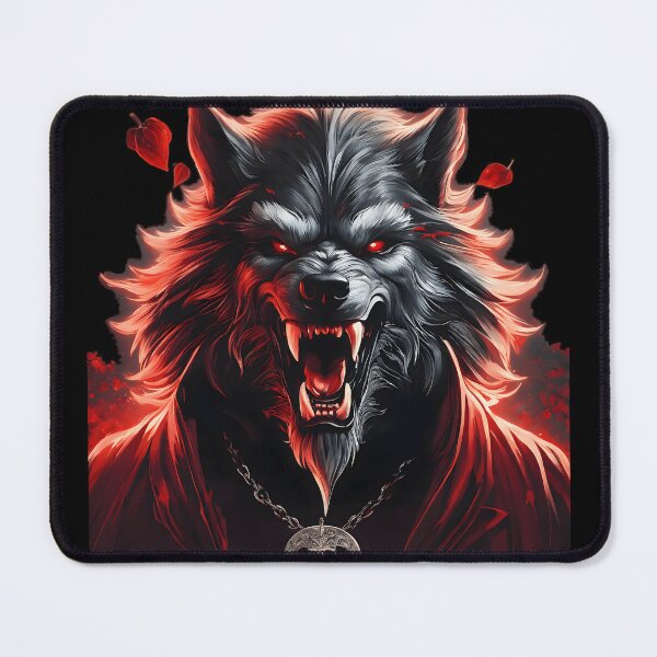 Item preview, Fierce Snarling Dark Wolf with Skull Pendant designed and sold by UrbanPrts.