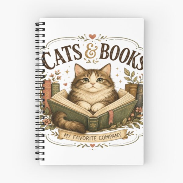 Item preview, Cats and Books Cozy Cat Lover Bookworm Vintage Reading Design designed and sold by TulipsArtDesigns .