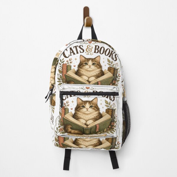 Item preview, Cats and Books Cozy Cat Lover Bookworm Vintage Reading Design designed and sold by TulipsArtDesigns .