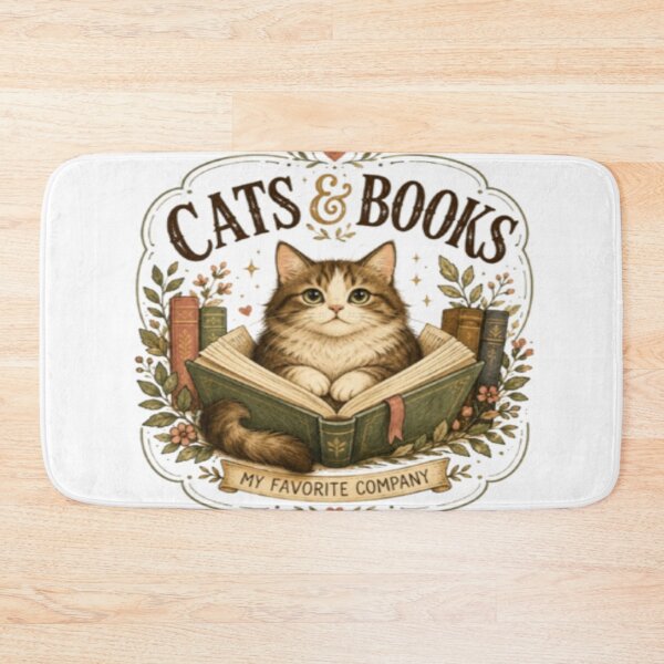 Item preview, Cats and Books Cozy Cat Lover Bookworm Vintage Reading Design designed and sold by TulipsArtDesigns .