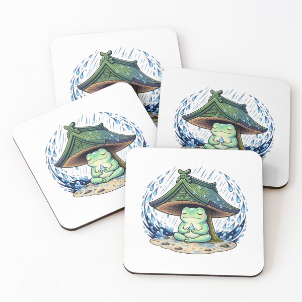 Item preview, Rain Frog Yokai – Cute Japanese Frog Under a Traditional Shrine Roof designed and sold by MrDev.