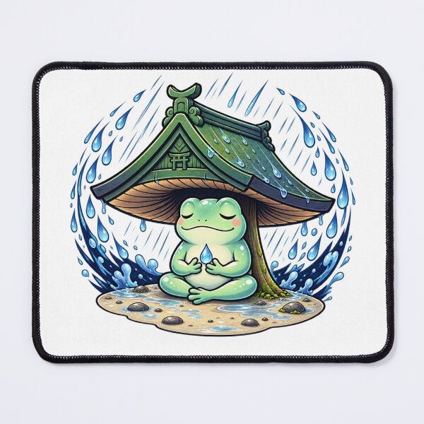 Item preview, Rain Frog Yokai – Cute Japanese Frog Under a Traditional Shrine Roof designed and sold by MrDev.