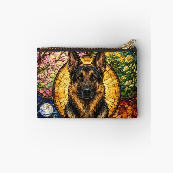 Item preview, The German Shepherd of the Four Seasons – Majestic Protector in Stained Glass designed and sold by Pixel Otaku Gallery.