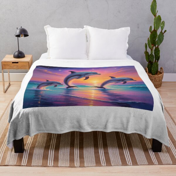 Item preview, Joyful Dolphins — Flight at Purple and Gold Twilight designed and sold by Hawaii26.