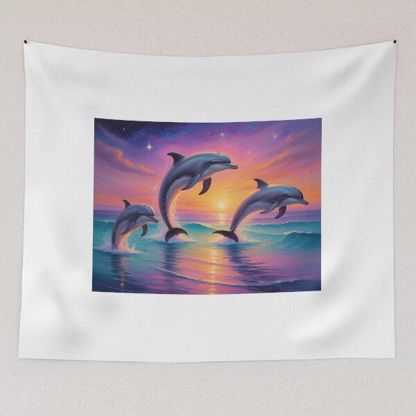 Item preview, Joyful Dolphins — Flight at Purple and Gold Twilight designed and sold by Hawaii26.