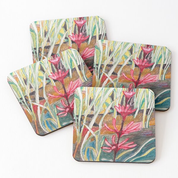 Item preview, Coral Bean Flower Watercolor designed and sold by BirdandaBrush.