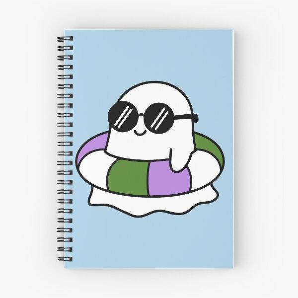 Item preview, Cute Genderqueer Pride Ghost with Sunglasses Pool Ring designed and sold by Cannaxes Studio.