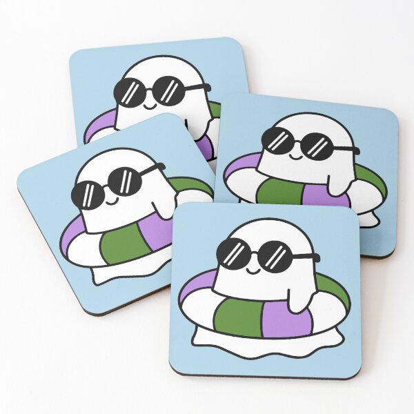 Item preview, Cute Genderqueer Pride Ghost with Sunglasses Pool Ring designed and sold by Cannaxes Studio.