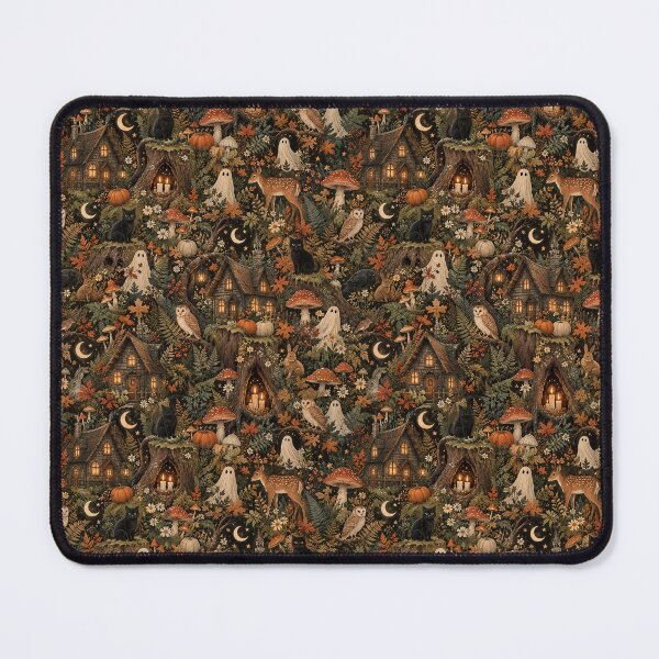 Item preview, Haunted Cottagecore Forest – Ghosts, Black Cats, Mushrooms & Pumpkins designed and sold by NinthLantern.