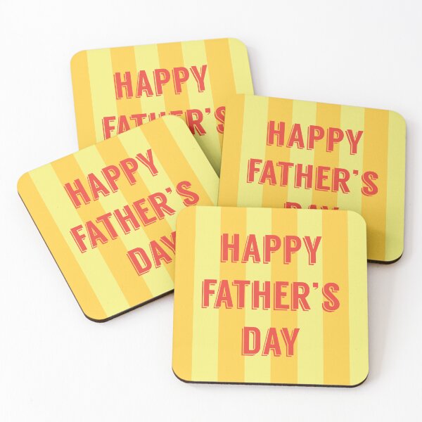 Item preview, Happy Father's Day - Retro Bold Red Typography on Yellow Stripes Background | Vintage Holiday Graphic designed and sold by Elite Wall Art.