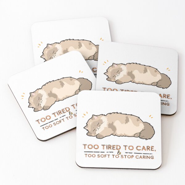 Item preview, Too Tired To Care Too Soft To Stop Caring – Exhausted Ragdoll Cat Sticker designed and sold by NKWealthDesign.