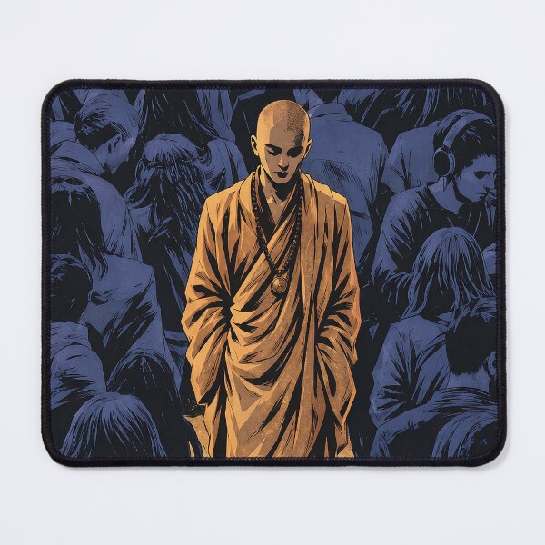 Item preview, Golden Monk in the Crowd – Spiritual Meditation Art designed and sold by SacredLensV.