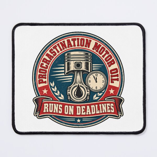 Item preview, Procrastination Motor Oil Parody Logo Tee designed and sold by Inkworksbyshery.