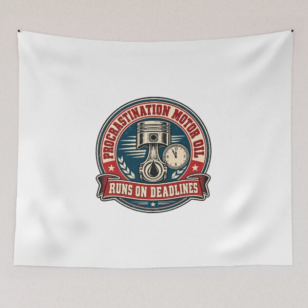 Item preview, Procrastination Motor Oil Parody Logo Tee designed and sold by Inkworksbyshery.