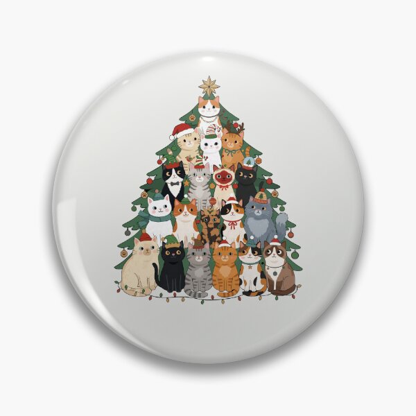 Item preview, Christmas Cat Tree Full of Festive Feline Friends designed and sold by FreshVibe Prints.