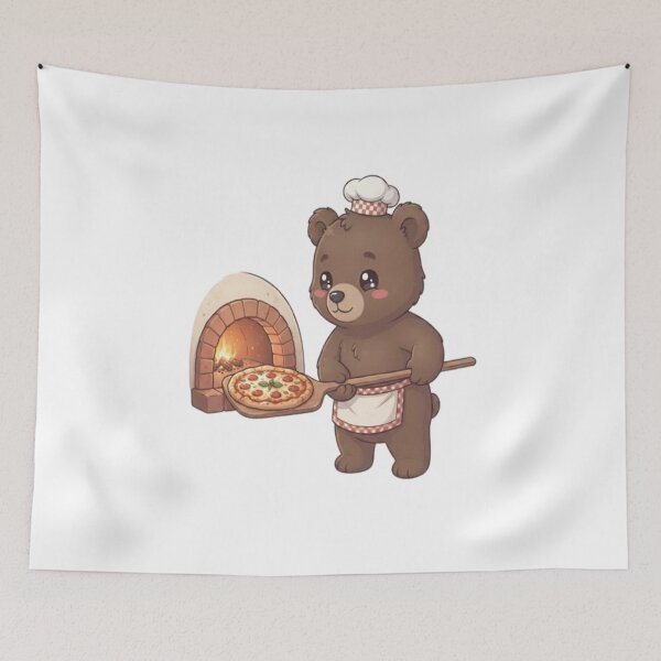 Item preview, Cute Bear Baker Baking Pizza designed and sold by Ella_Sketch.