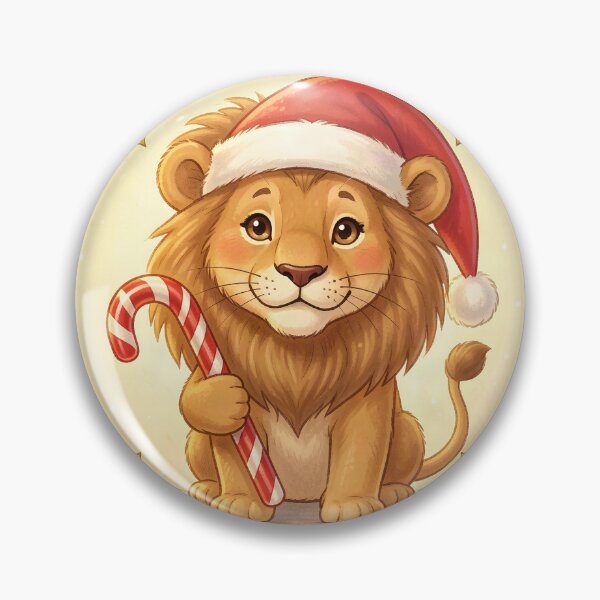 Item preview, Cute Christmas Lion with Santa Hat and Candy Cane designed and sold by Marcu Ioachim.