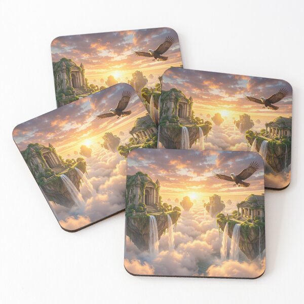 Item preview, A Great Eagle Soars Above an Elven sky city designed and sold by Fanta-sticky.