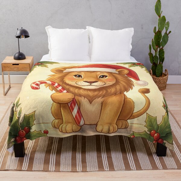 Item preview, Cute Christmas Lion with Santa Hat and Candy Cane designed and sold by Marcu Ioachim.