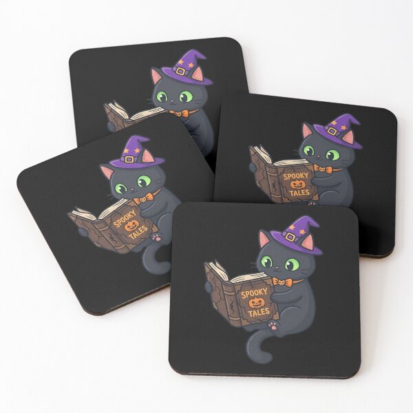 Item preview, Spooky Black Cat Reading Book Witch Hat Halloween designed and sold by Jacob Zubek.
