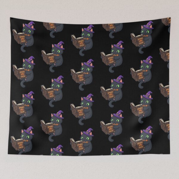 Item preview, Spooky Black Cat Reading Book Witch Hat Halloween designed and sold by Jacob Zubek.