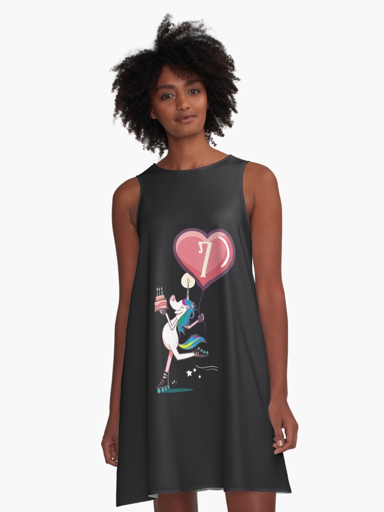 Unicorn 7 year old birthday girl A Line Dress for Sale by melsens Redbubble