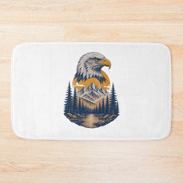 Item preview, Bald Eagle Mountain Sunset Vintage Retro Wildlife Nature Print designed and sold by ZhivanCrimson.