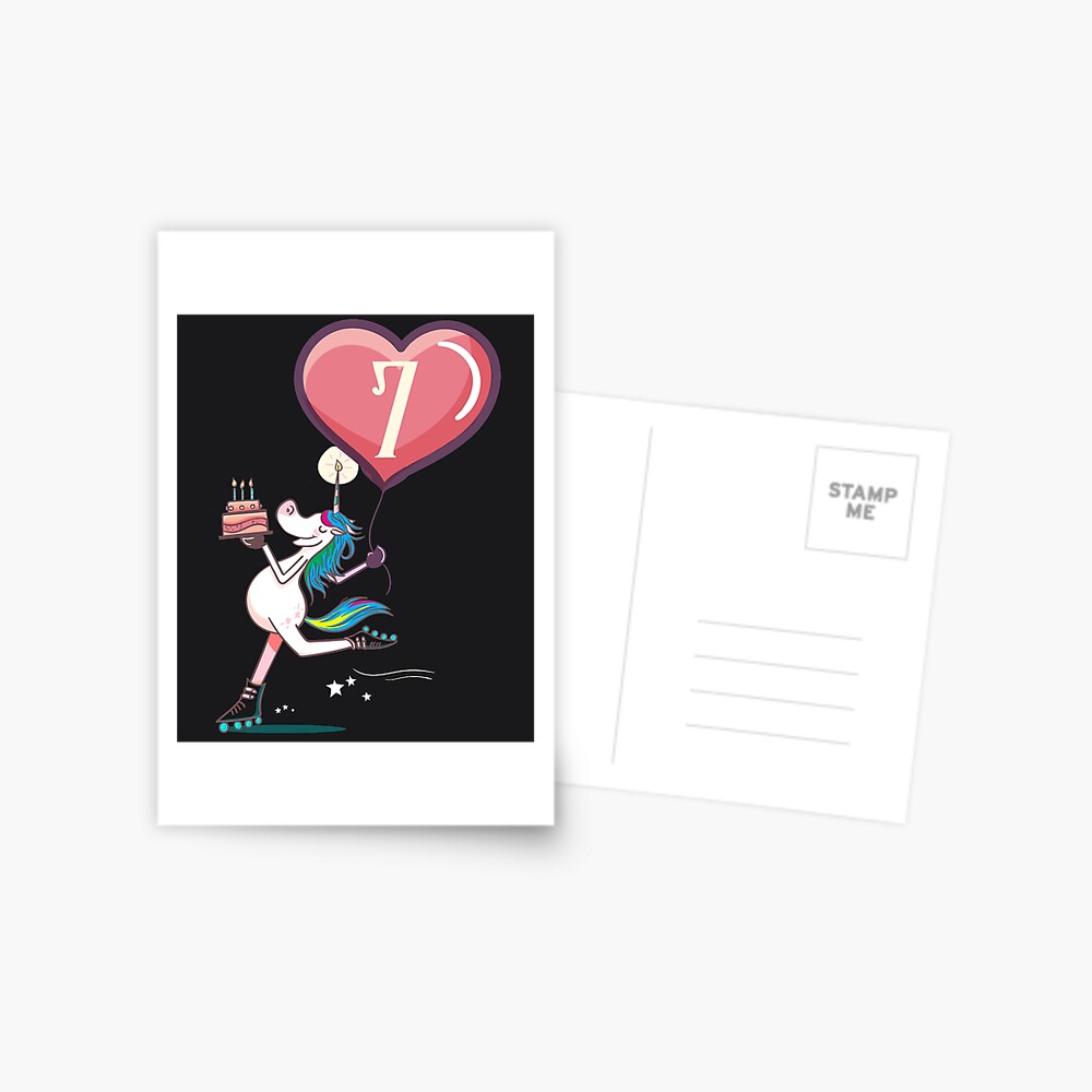 Carte De Vœux Licorne Fille D Anniversaire De 7 Ans Par Melsens Redbubble