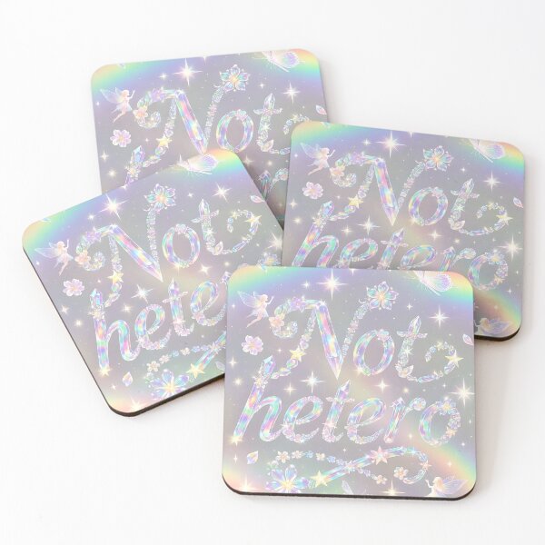 Item preview, Not Hetero Holographic Pastel Fairycore Print - LGBTQ+ Pride Rainbow Fairy Art designed and sold by ZhivanCrimson.