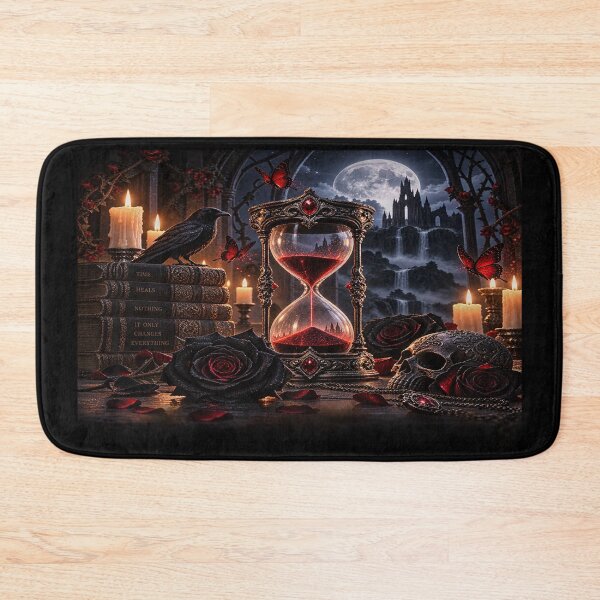 Item preview, Gothic Hourglass – Black Roses and Crimson Moon designed and sold by TroviTutto.
