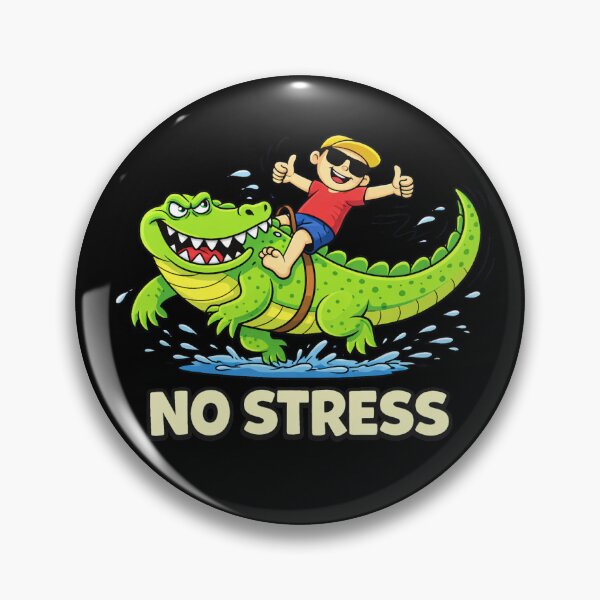 Item preview, No Stress - Kid Riding a Grumpy Crocodile designed and sold by LOL-N-LIFESTYLE.