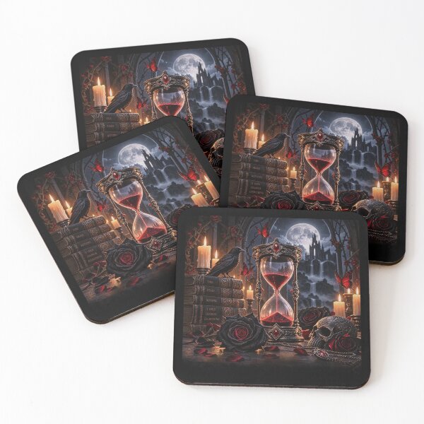 Item preview, Gothic Hourglass – Black Roses and Crimson Moon designed and sold by TroviTutto.