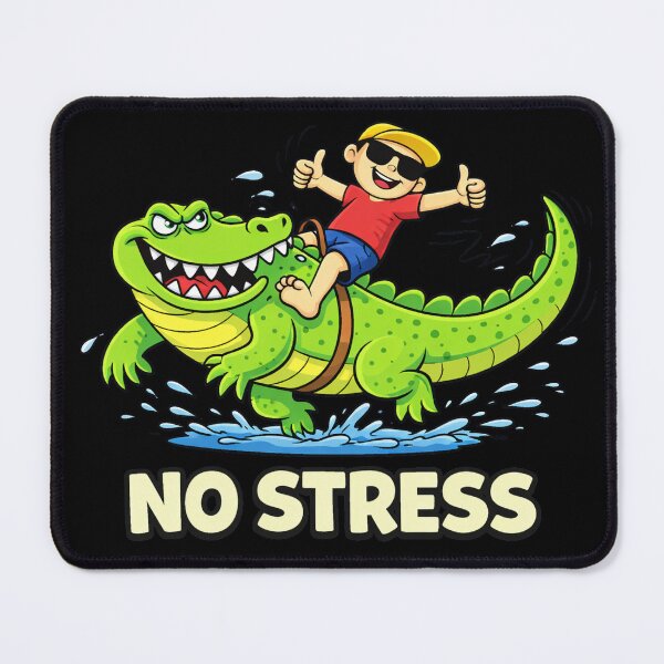 Item preview, No Stress - Kid Riding a Grumpy Crocodile designed and sold by LOL-N-LIFESTYLE.