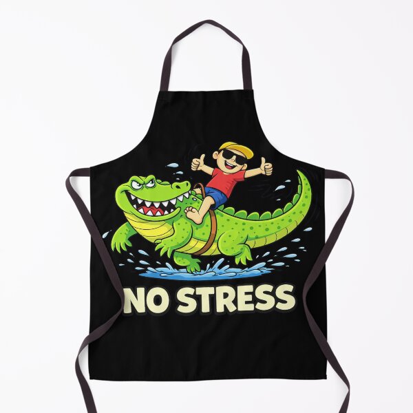Item preview, No Stress - Kid Riding a Grumpy Crocodile designed and sold by LOL-N-LIFESTYLE.