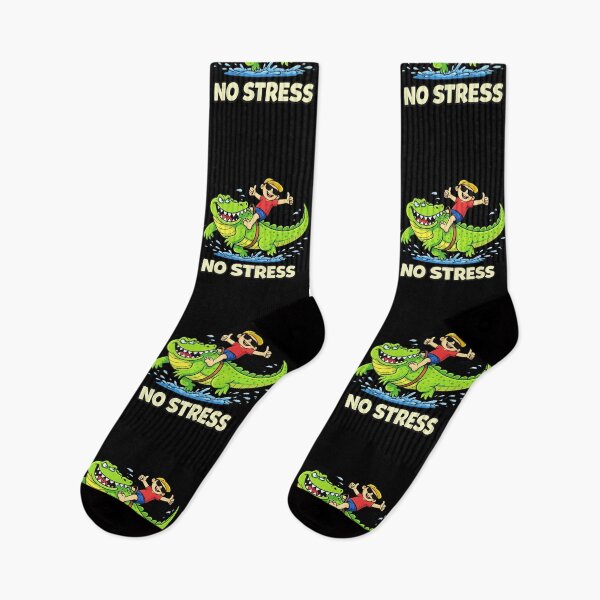 Item preview, No Stress - Kid Riding a Grumpy Crocodile designed and sold by LOL-N-LIFESTYLE.
