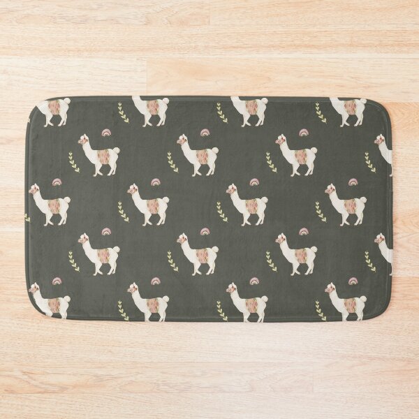 Item preview, Sweet Watercolor Llama with Pastel Rainbow Dark Olive Pattern designed and sold by svitlaarty.