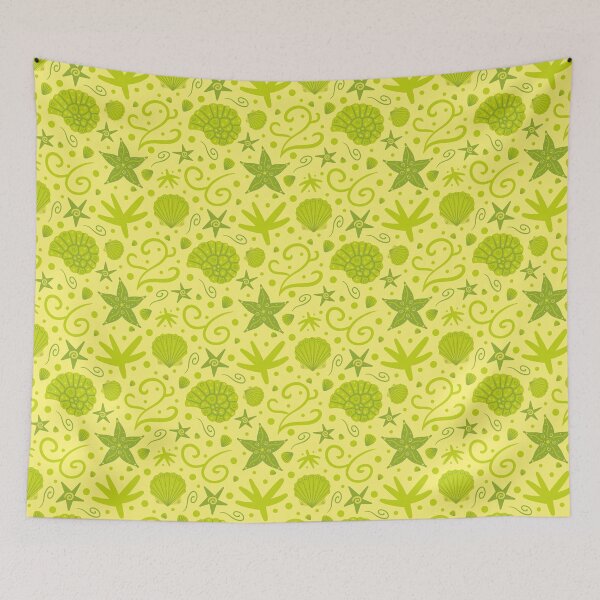 Item preview, Green Seashells and Stars Pattern designed and sold by miawgigi.