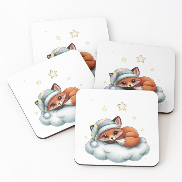 Item preview, Sleepy Cloud Fox – Pastel Baby Fox Illustration designed and sold by Herzbaumatelier.