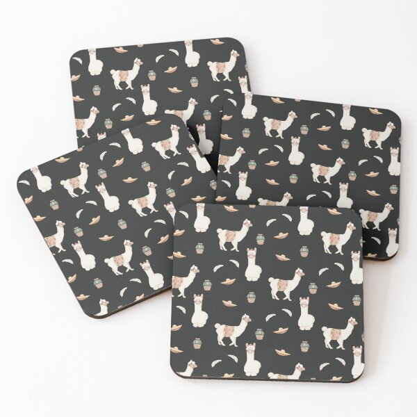Item preview, Cute Watercolor Llama with Sombrero Charcoal Black Fiesta Pattern designed and sold by svitlaarty.