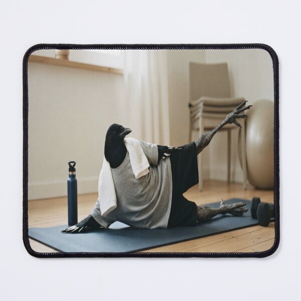 Item preview, Funny Crow Working Out on a Yoga Mat designed and sold by AfresStudio.