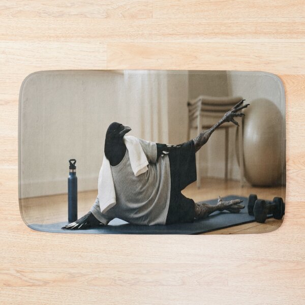 Item preview, Funny Crow Working Out on a Yoga Mat designed and sold by AfresStudio.